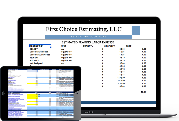 Ipad and Macbook Pro Laptop Estimating Software. Excel Spreadsheet for Home Builders